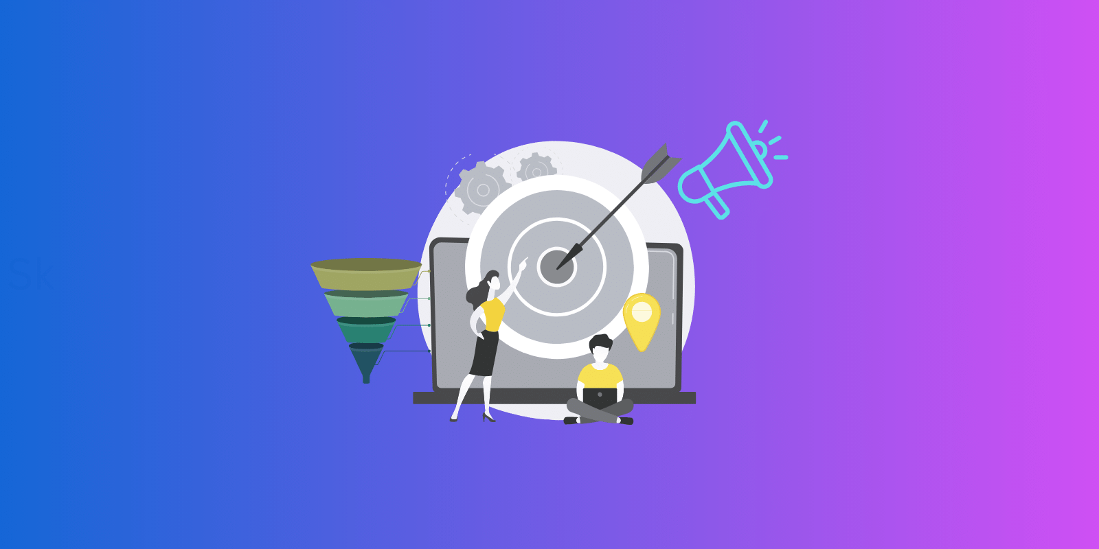 A sales funnel template with a graph showing the target audience and marketing objectives