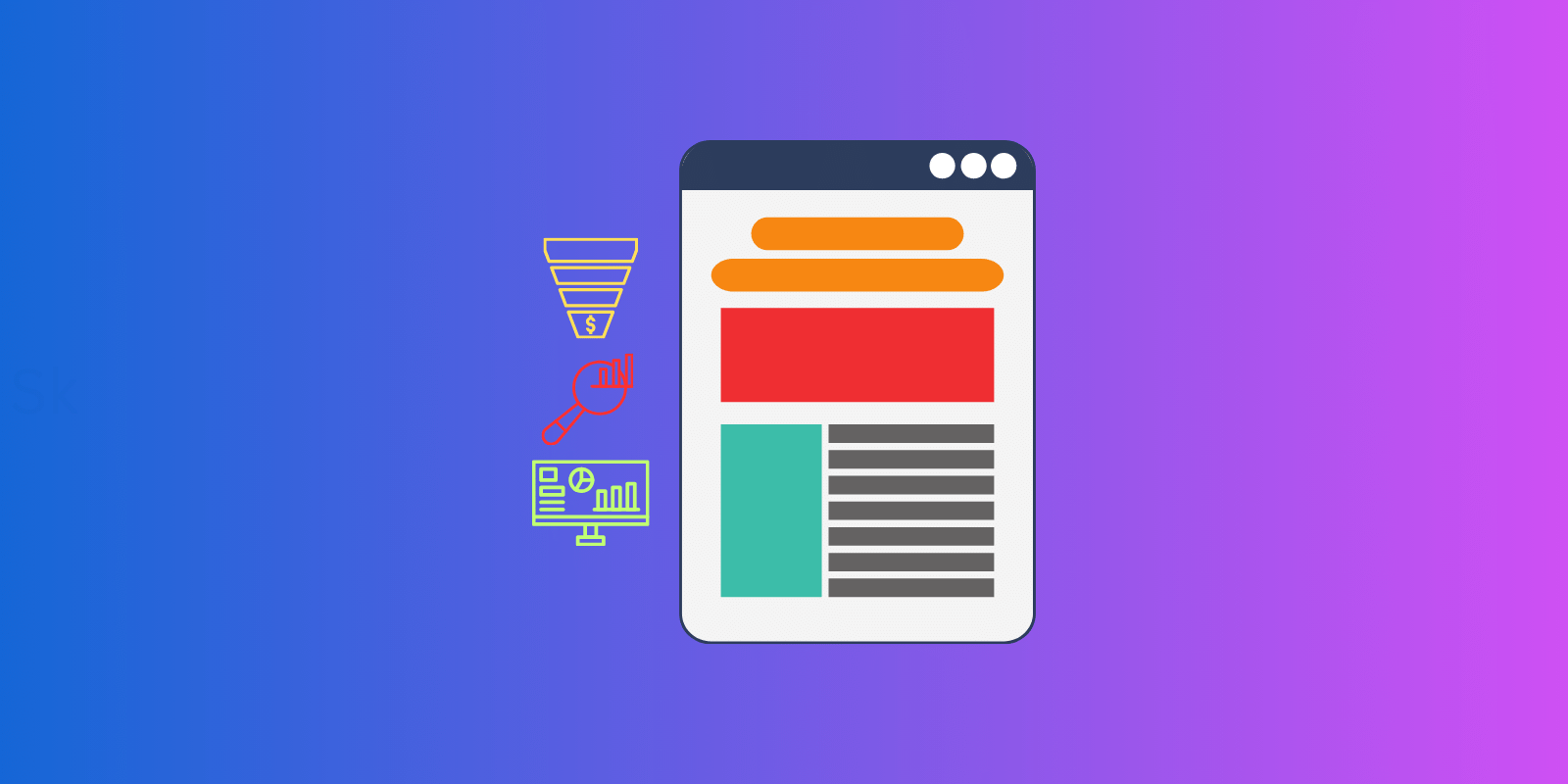 A sales funnel template with a graph showing the tracking and analytics of a sales funnel