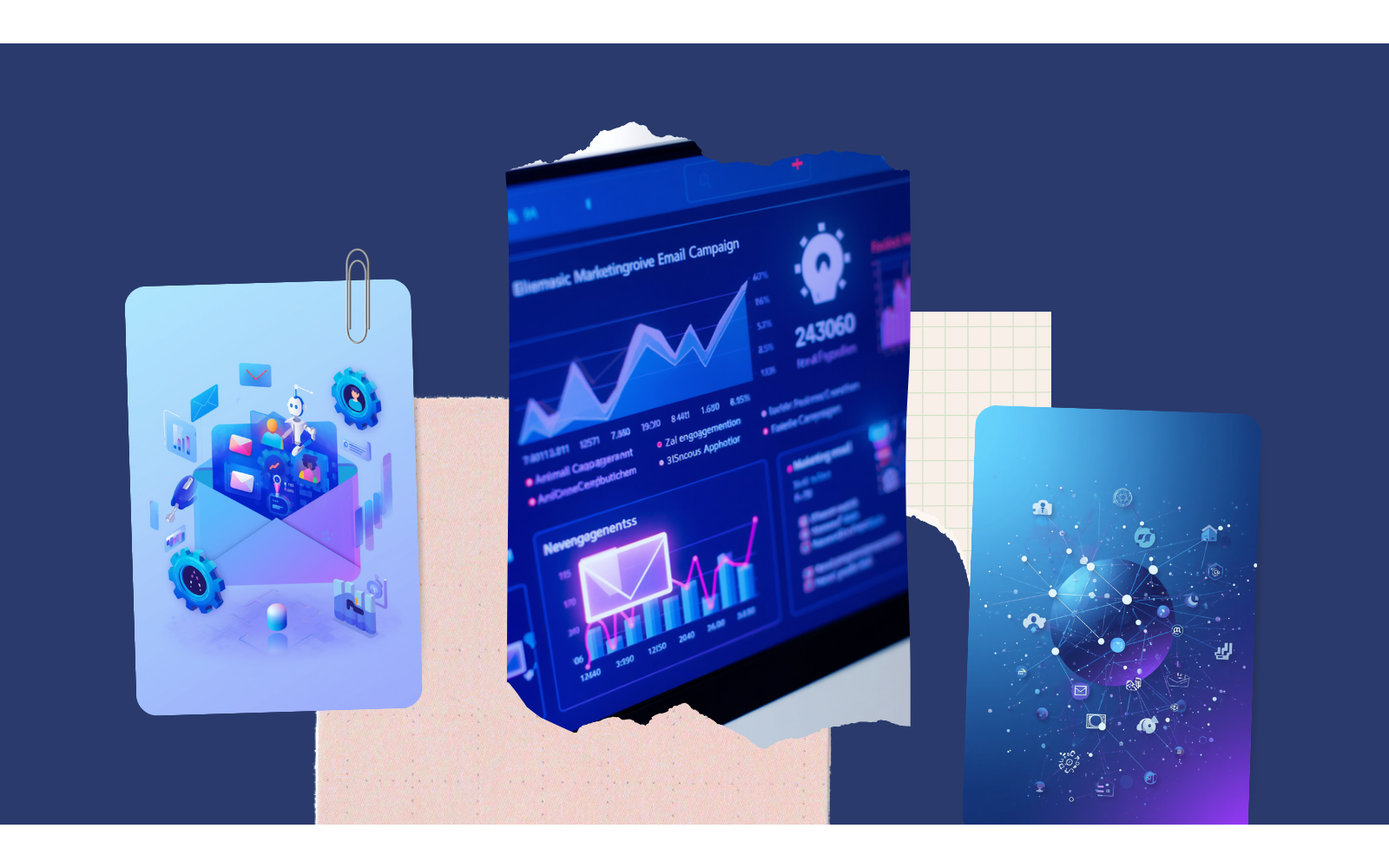 AI-powered email marketing automation showing personalized email campaigns with engagement metrics