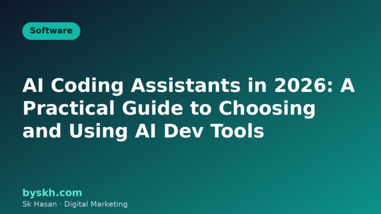 Flat illustration of AI coding assistants and software development tools