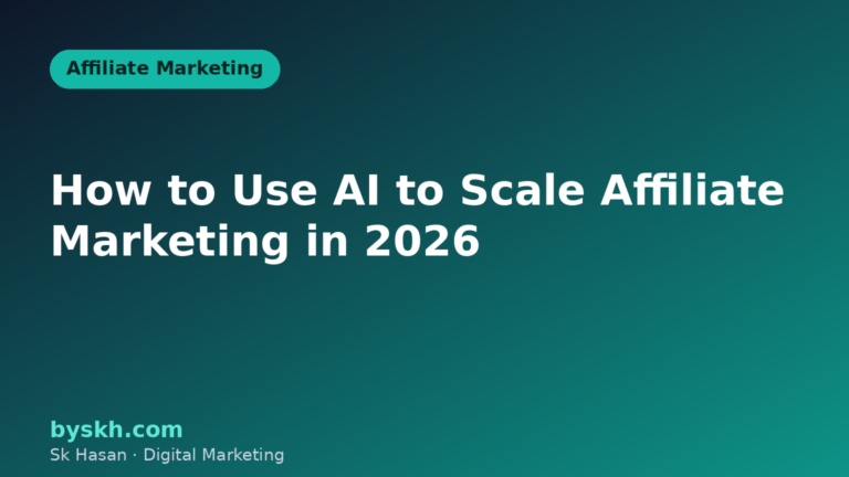 Flat illustration concept for using AI to scale affiliate marketing in 2026