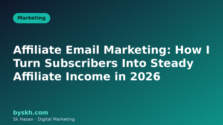 Flat illustration title card for affiliate email marketing guide