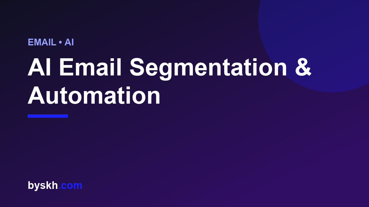 Branded byskh.com graphic on AI email segmentation and automation