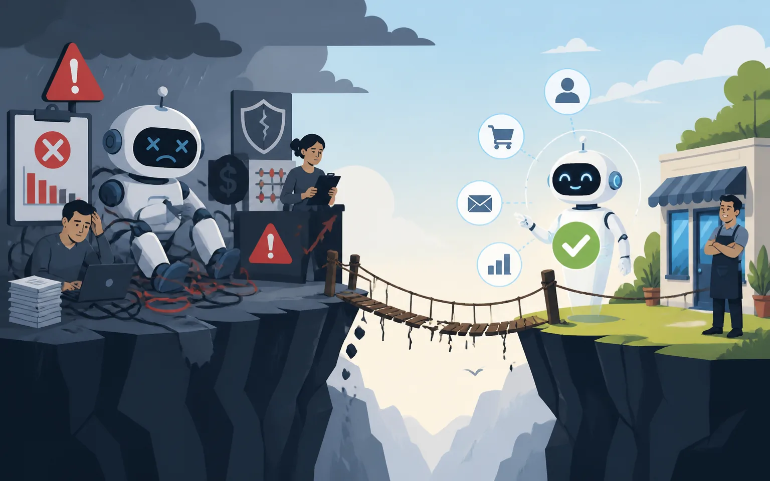 The Other Side: Why 40% of Agent Projects Will Fail - illustration from AI Agents for Small Business: 2026 Guide