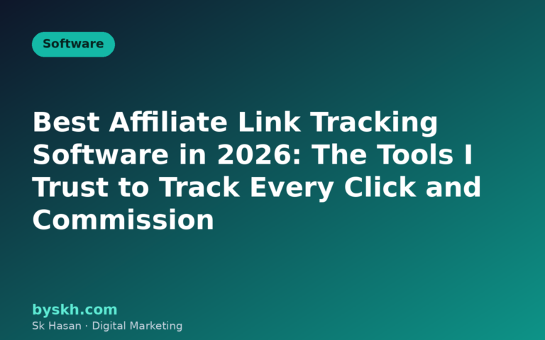 Flat illustration of an affiliate link tracking dashboard with click and conversion analytics