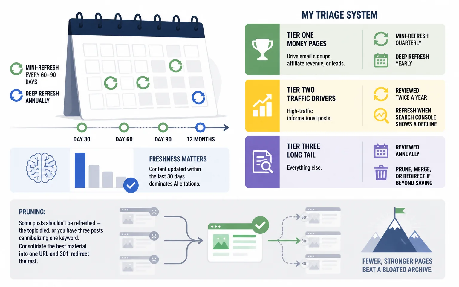 How Often Should You Refresh? My Schedule - illustration from Content Decay: How I Find and Refresh Old Blog Posts to Recover