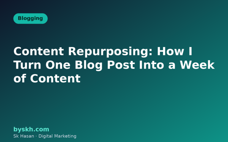 Flat illustration of one blog post branching into email, video, social and download formats