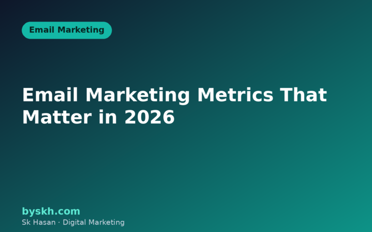 Email marketing metrics dashboard concept: clicks, conversions, revenue per email and list health
