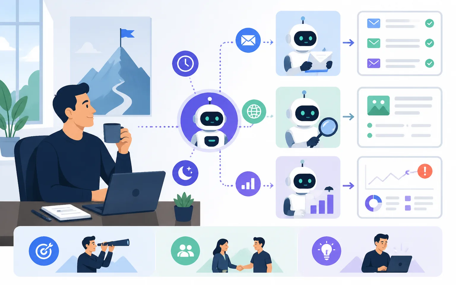 Step Four: Automate Operations With AI Agents - illustration from How to Start a One-Person Business With AI in 2026: My Comp