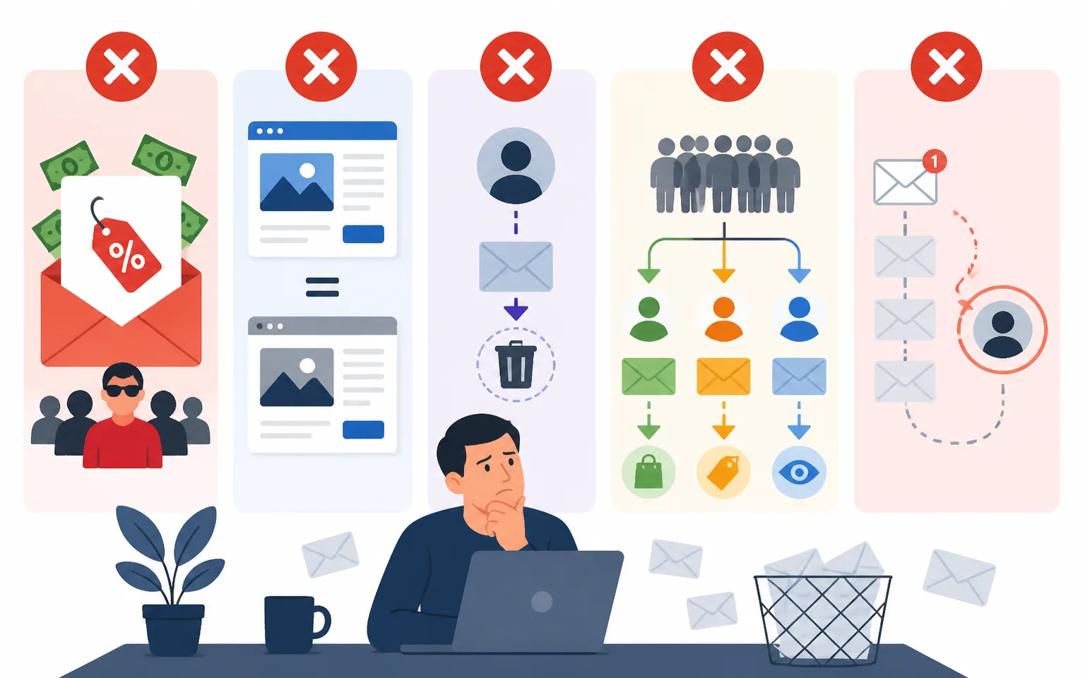 Common Win-Back Mistakes I See Constantly - illustration from Win-Back Email Campaigns: How I Re-Engage Inactive Subscribers 